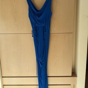 Yigal Azrouel Cobalt Blue Draped Maxi Dress